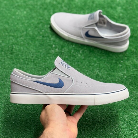 Nike SB Janoski+ Slip Wolf Grey Summit White Navy Mens FN5893-002 VNDS Sz 10